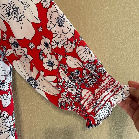 Talbots Paisley Floral Smocked Popover Top Size 2XP Petite 3/4 Sleeve Maximalist - Picture 5 of 7